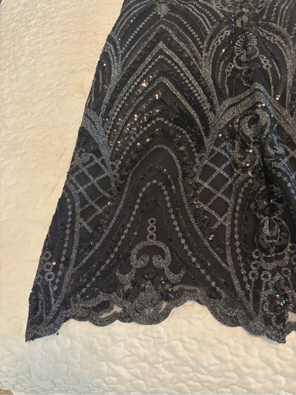 JJs House Black Dress with Silver Sequin Embroidery